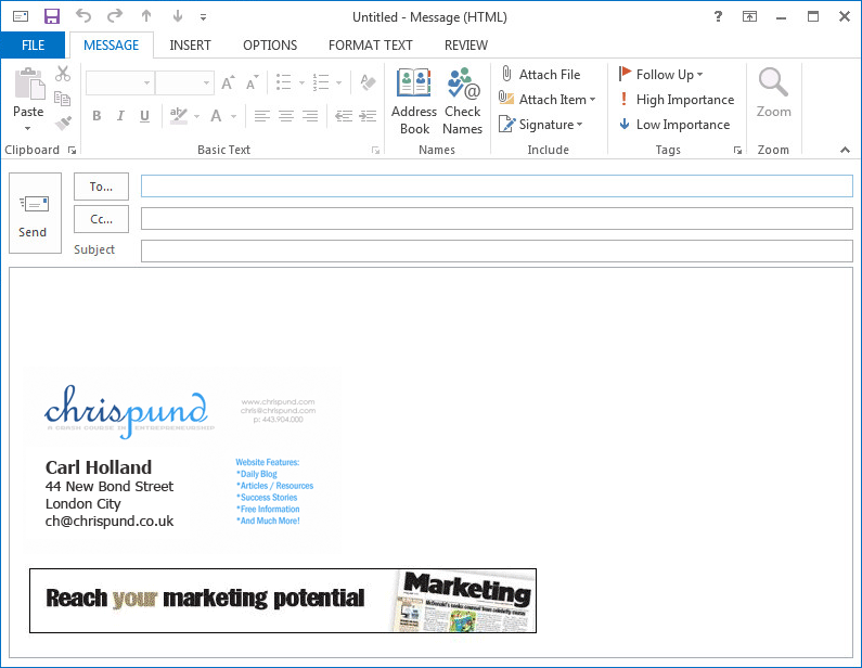 EMail Signature in Outlook