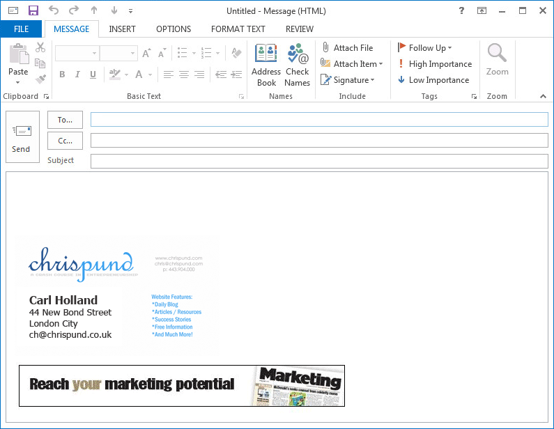 outlook add signature to all emails